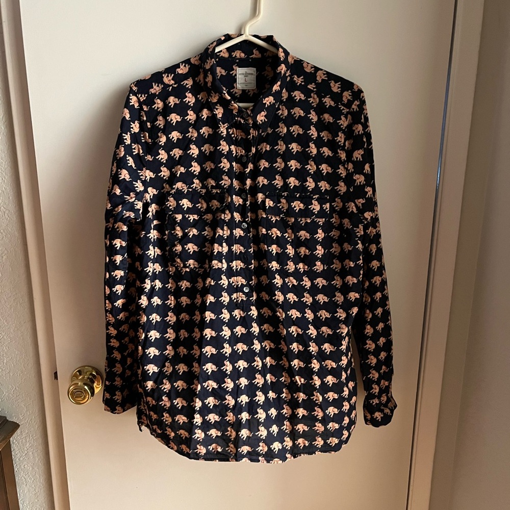 GAP! 1990’s Limited Edition Blouse! Boyfriend Shirt W/ Elephants!
